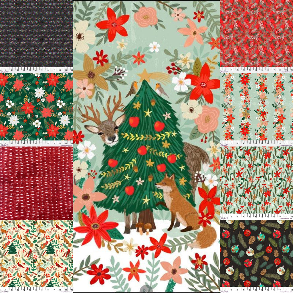 Christmas Spirit Bundle - 8 Fabrics + Panel