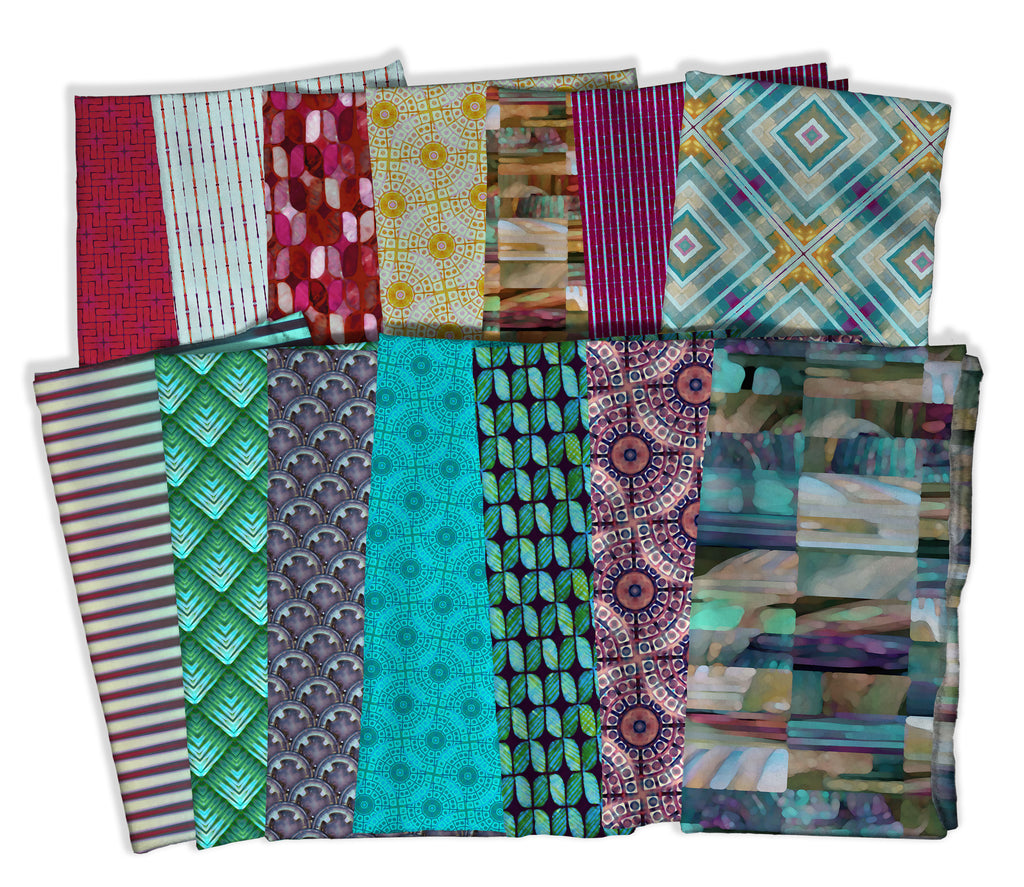 FreeSpirit Fabrics  - Billy Reue - Mosaic Collection - FAT QUARTER  Bundle - 14 Fabrics