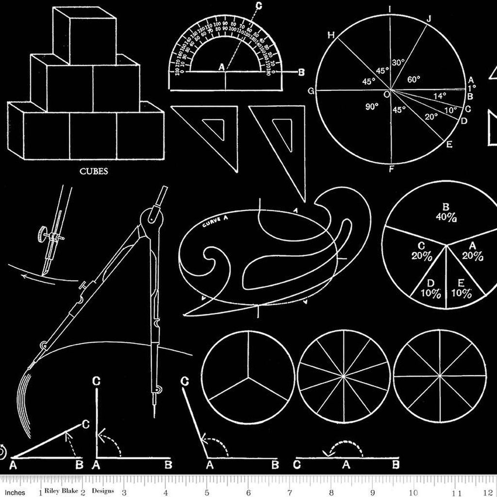 Riley Blake - Old School - Math Graphs Black