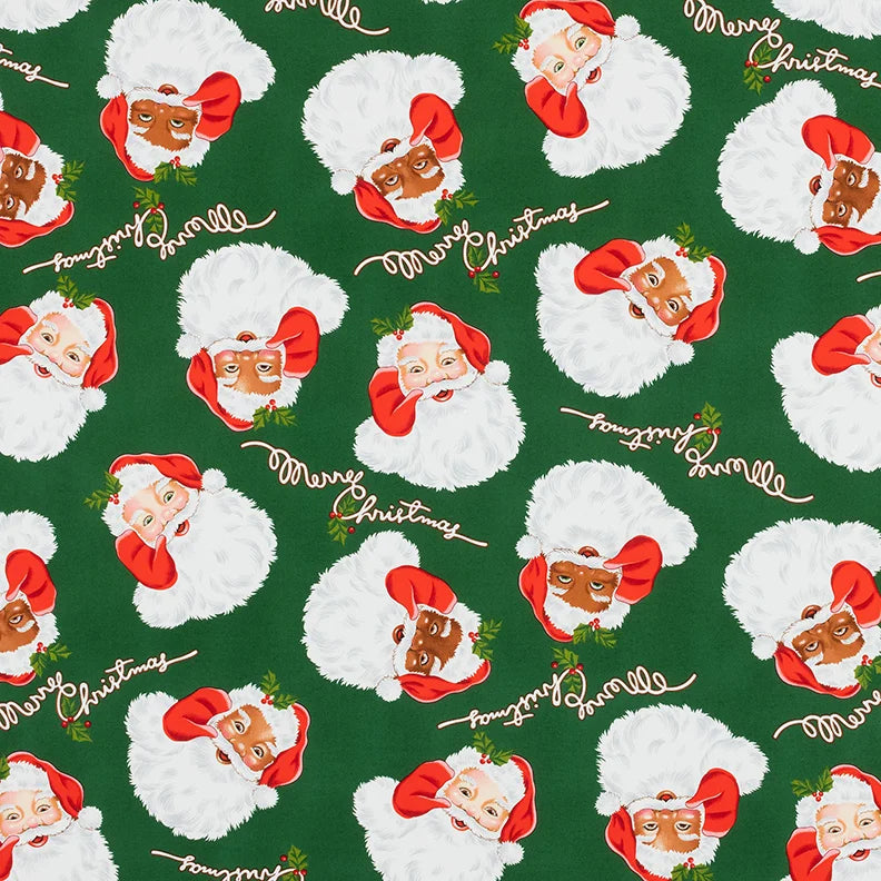 Alexander Henry CHRISTMAS TIME - Santa Around the World Hunter Green