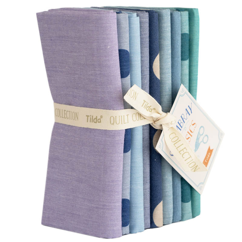 Tilda - Seasonal Chambray 9 Piece Fat Quarter Bundle - Summer Blues