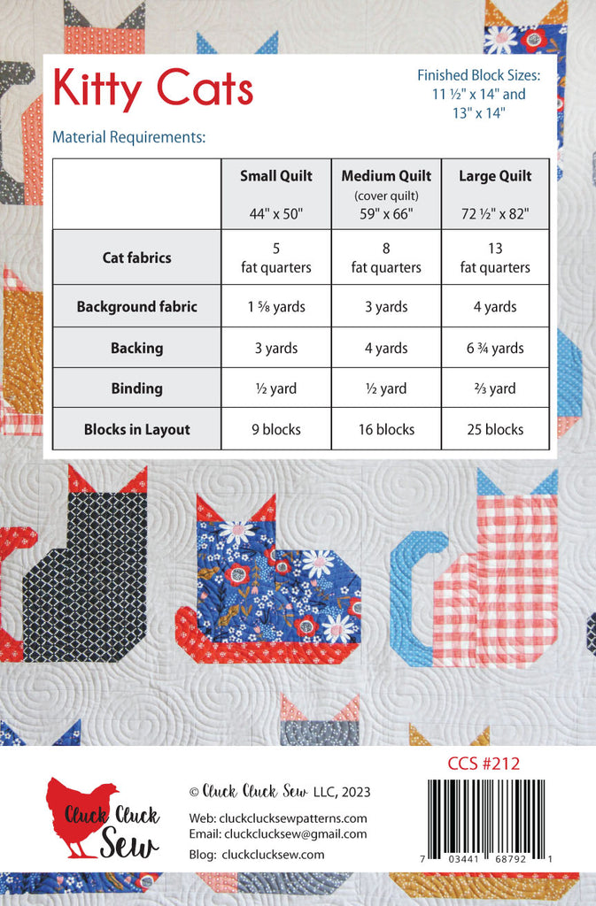 Cluck Cluck Sew - Kitty Cats Fat Quarter Quilt Pattern