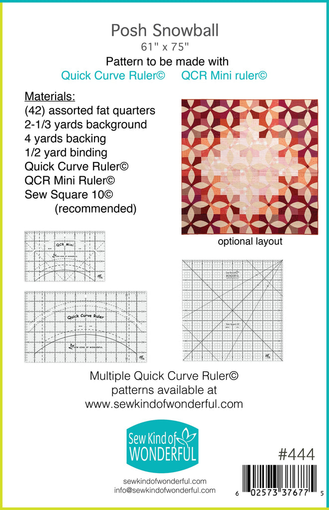 Posh Snowball QCR Quilt Pattern and QCR Mini Pattern