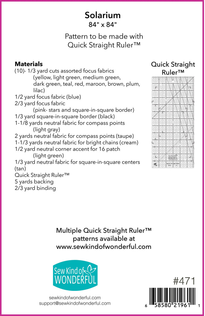 Solarium QSR Quilt Pattern