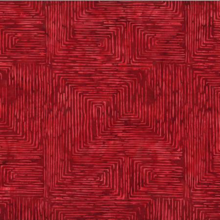 Hoffman Batiks: Lined Geo - Red