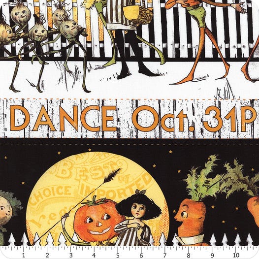 Riley Blake: Pumpkin Patch - Barn Dance Border Stripe - White