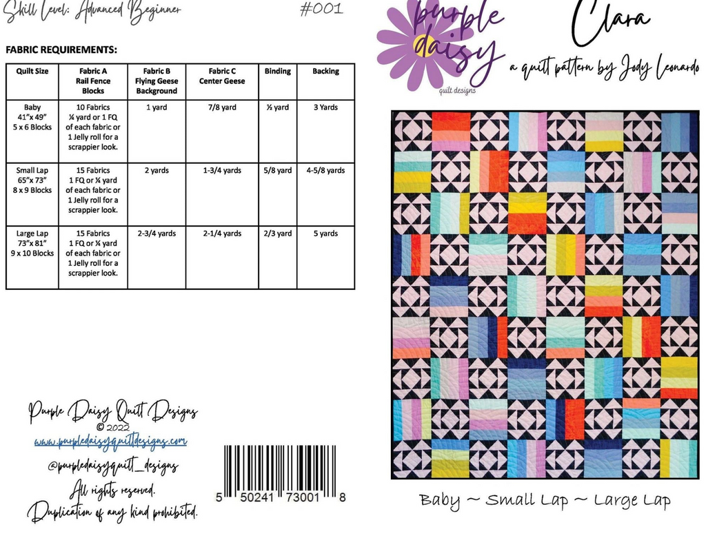 Purple Daisy Quilt Designs: Clara Pattern