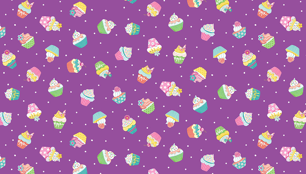 Makower UK Daydream - Cupcakes Purple